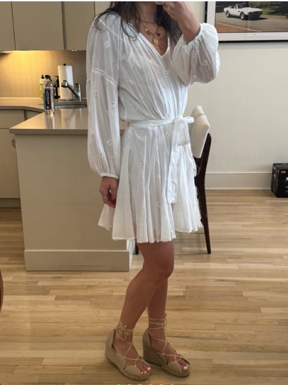 White Lightweight Cotton / Linen Blend Cover-Up Dress -